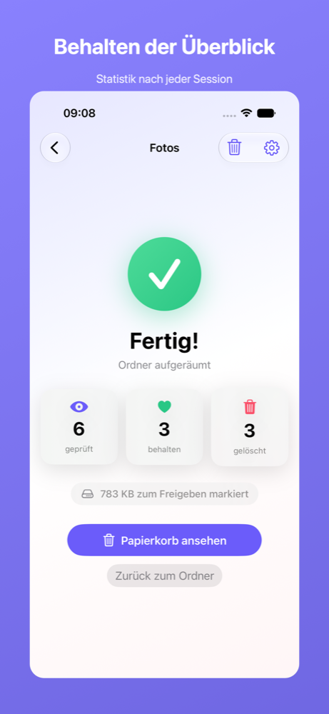 SwipeClean – Statistiken